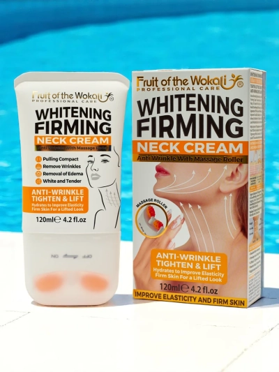 Pakeliantis ir šviesinantis kaklo kremas su masažuokliu