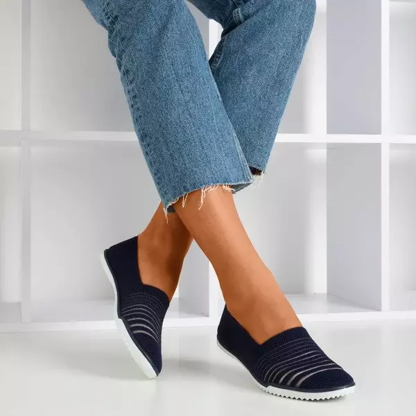 OUTLET Темно-синие слипоны - кроссовки в полоску от Yeqa - Обувь