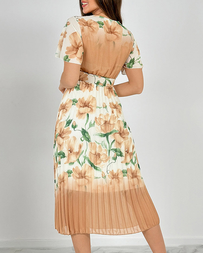 Royalfashion Женское плиссированное цветочное платье-миди