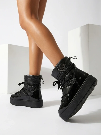 Royalfashion Vaikiški auliniai batai a'la sniego batai juodos spalvos Asifa