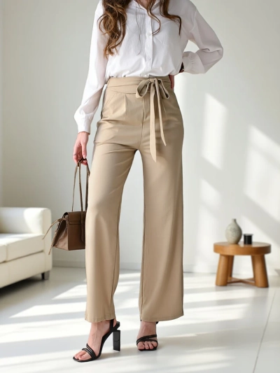 Royalfashion Широкие женские брюки с поясом