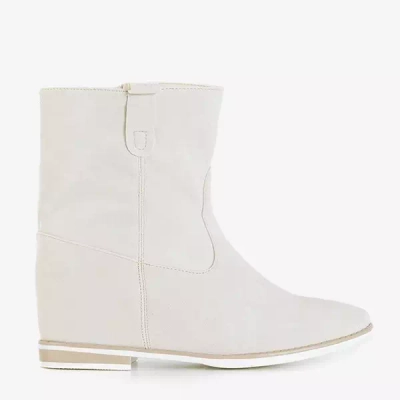 OUTLET Smėlio spalvos batai kaubojiški batai ant kambarinio pleišto Teilor – avalynė