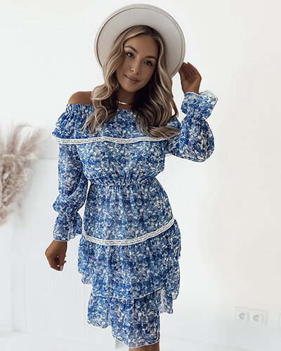 "Royalfashion" Moteriška mini a'la hiszpana gėlėta suknelė