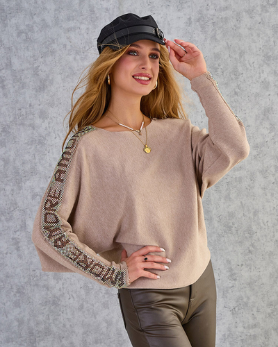Royalfashion Тонкий женский свитер с цирконами
