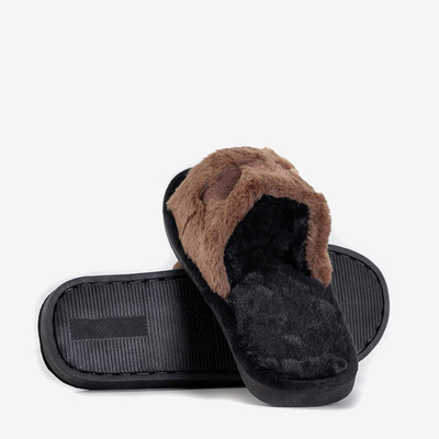 Rudos moteriškos šlepetės su kailiu Wortan-Avalynė