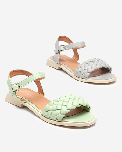 Босоножки женские с плетеным поясом зеленого цвета Опахи- Обувь