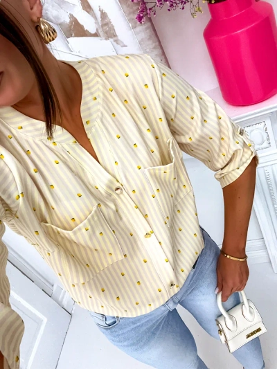 Женская striped рубашка Royalfashion с лимонами и V-образным вырезом