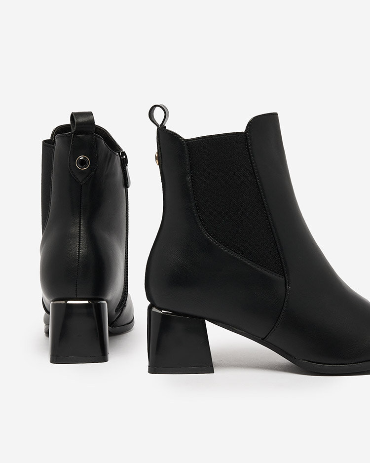 Royalfashion Черные женские сапоги на низкой шпильке Nejery