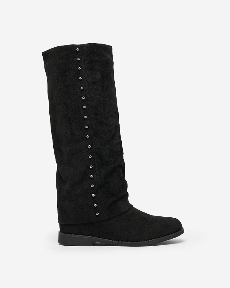 Royalfashion Черные женские сапоги со скрытым якорем Bisadi