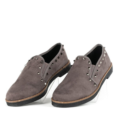 Szare półbuty na płaskim obcasie Roni - Obuwie