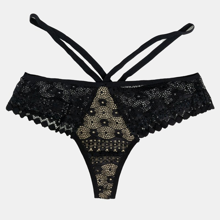 Juodos moteriškos nėrinių dirželiai su petnešėlėmis - Apatiniai drabužiai