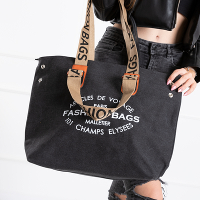 Juodo audinio pirkinių krepšys moterims - Priedai