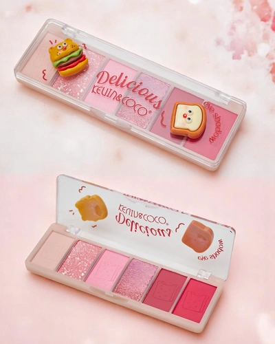 Kevin&Coco Paletė 6 akių šešėlių su blizgučiais Skanus