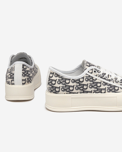 Узорчатые женские кеды на платформе белого цвета Berika - Обувь