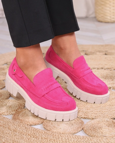 Royalfashion Мокасины из эко замши цвета фуксии для женщин Siherta