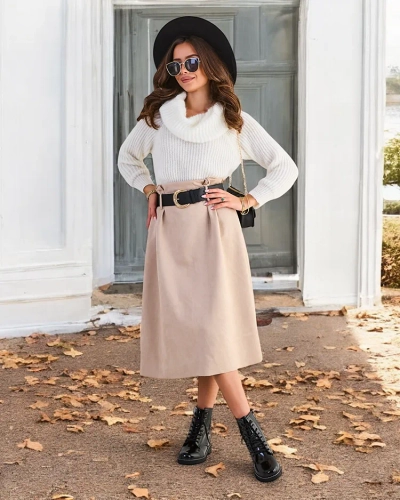 Royalfashion moterų midi sijonas a' la oda