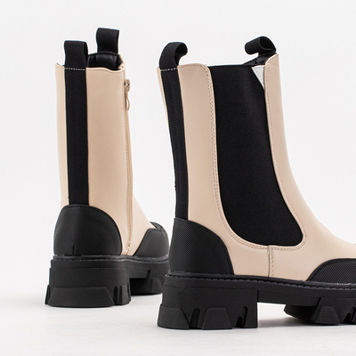 Бежевые женские сапоги на массивной подошве Rosidi