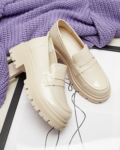 Бежевые лакированные мокасины для женщин Noppel Footwear