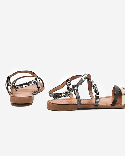 Juodos moteriškos basutės a'la gyvatės odos Elione - Avalynė