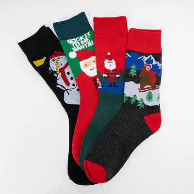 Новогодние носки в коробке, набор из 4 пар