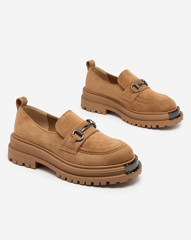 Royalfashion Женские мокасины из экозамши светло-коричневого цвета Metaqom