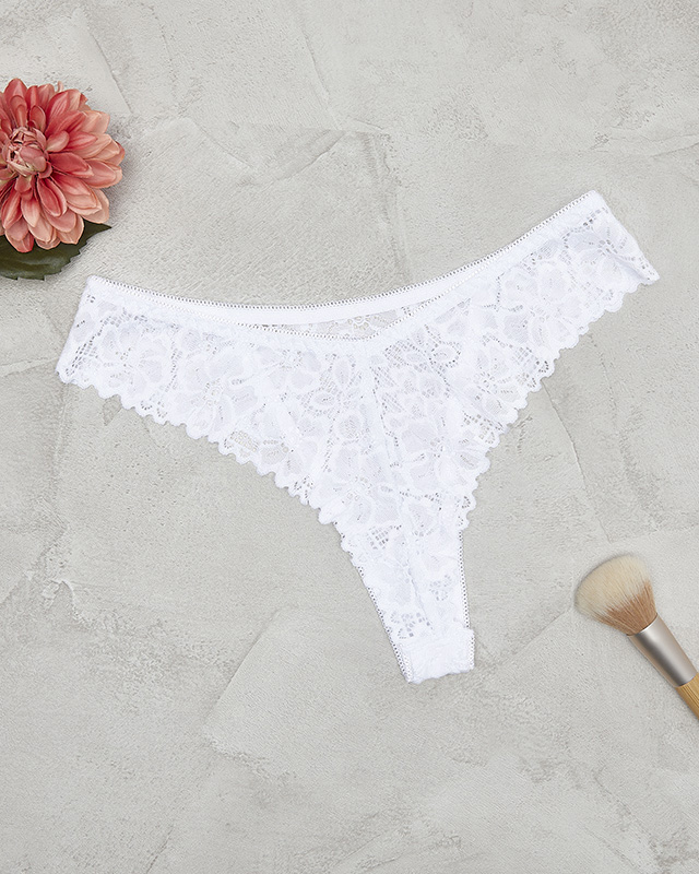 Женские белые кружевные трусики стринги - Нижнее белье