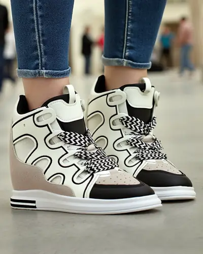 Royalfashion Aukšti sportiniai batai moterims su paslėptu kulnais Oblaffi