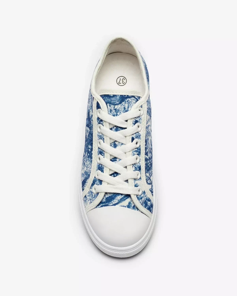 Сине-белые женские теннисные кроссовки с принтом Denoll- Footwear
