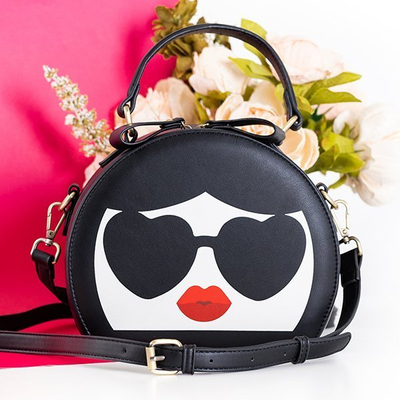 Черно-белая женская сумка с принтом - Сумочки