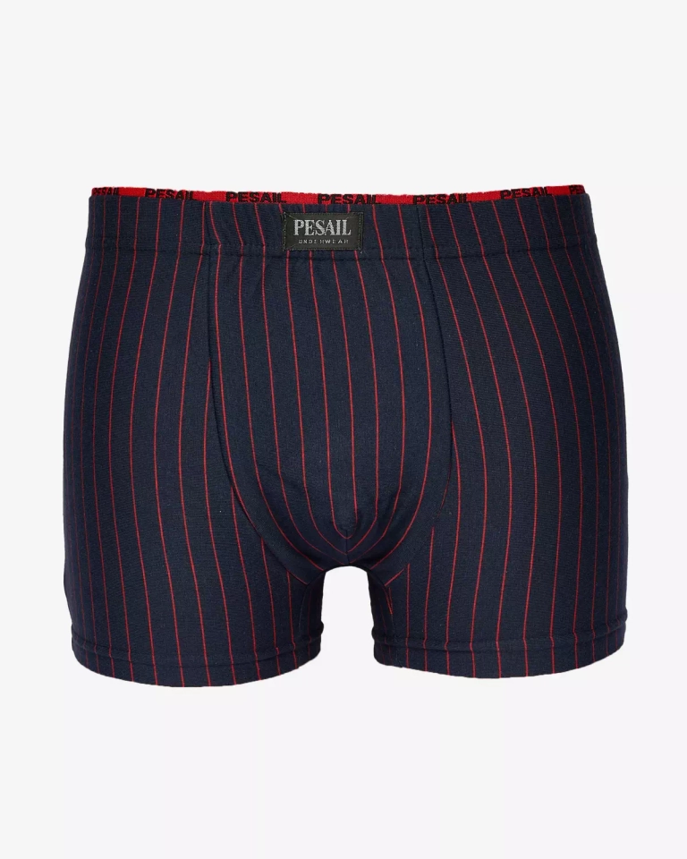 "Royalfashion" Navy blue vyriški boksininko šortai su raudonais dryžiais