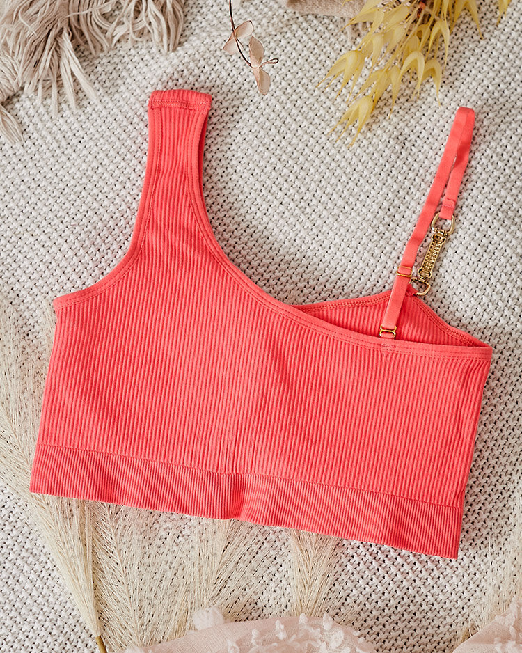 Royalfashion Женский ребристый бюстгальтер с декоративной бретелью