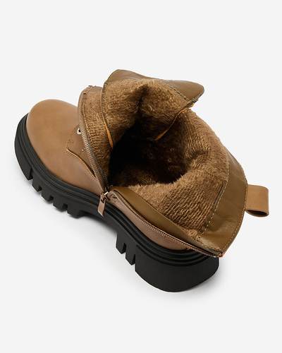 "Royalfashion" Šviesiai rudi moteriški "Futiti" batai su plokščiu kulnu