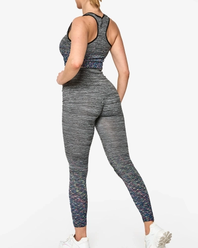 Серый женский спортивный комплект с темно-синими вставками - Одежда