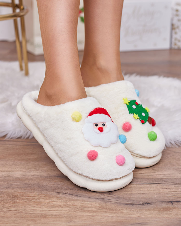 Рождественские женские тапочки Royalfashion белого цвета Fertemse