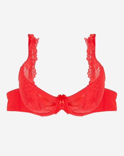 Raudona moteriška liemenėlė su nėriniais - Apatiniai rūbai