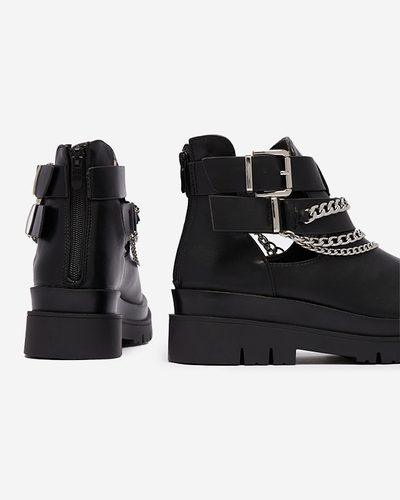 Женские сапоги с вырезами черного цвета Setica - Обувь