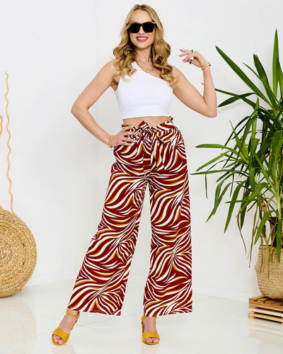 Выкройка женских брюк палаццо красного цвета - Одежда