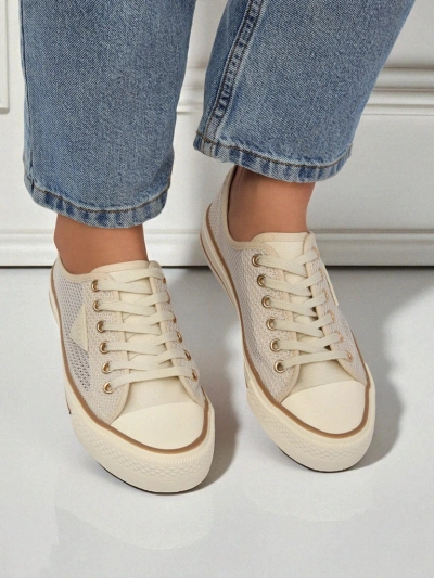 Aurelia Beige - damskie tenisówki na płaskiej podeszwie 3 cm