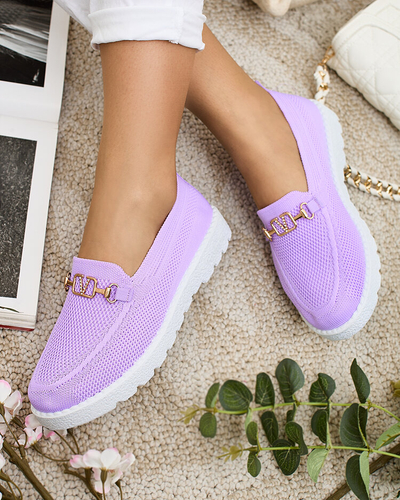 Royalfashion Женские тканевые мокасины с золотым украшением Erticae