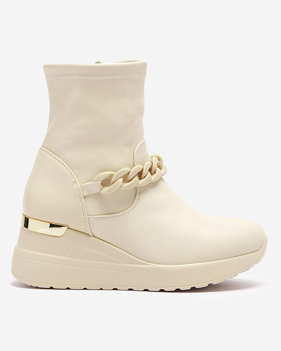 Бежевые женские сапоги на якоре с цепочкой Fefricca- Footwear