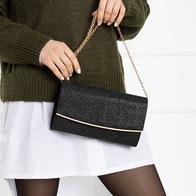 Moteriškas juodas blizgantis sankabos krepšys - Priedai