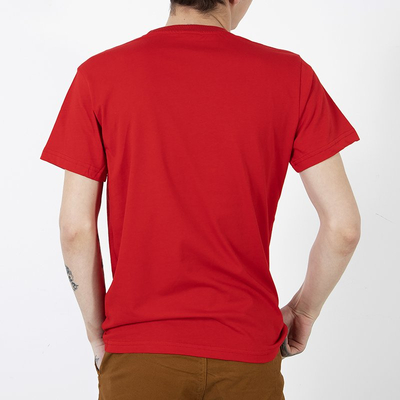 Raudoni vyriški medvilniniai marškinėliai su užrašu-Drabužiai