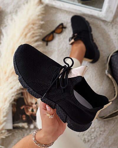 Juodos ir smėlio spalvos sportiniai bateliai moterims Bommgi - Avalynė