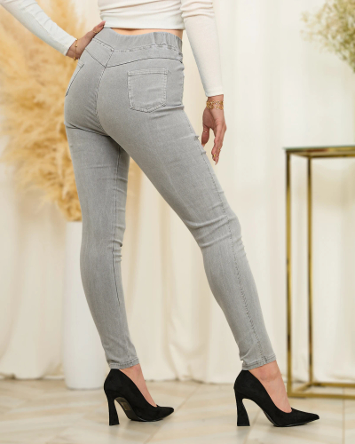 Royalfashion Šviesiai pilki moteriški teginsai a'la jeans
