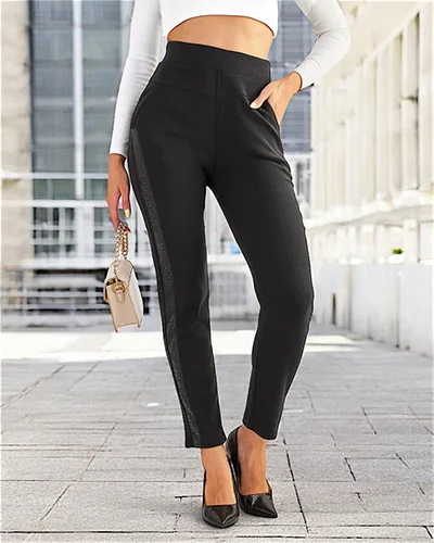 Royalfashion Женские хлопковые брюки-треггинсы с цирконами PLUS SIZE