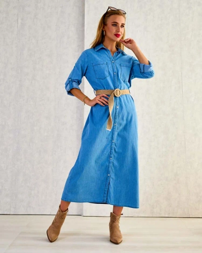 Royalfashion Женское хлопковое платье-макси a'la denim