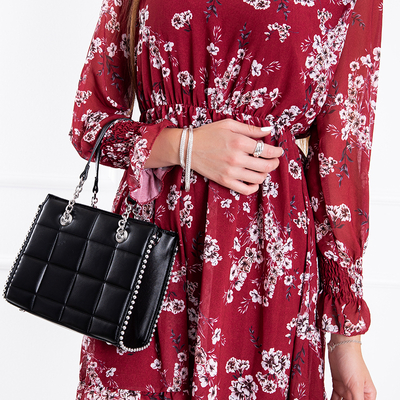 Бордовое женское платье с красным принтом