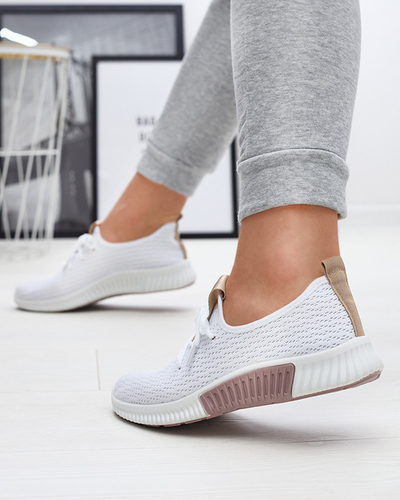 Balti moteriški sportiniai bateliai su rudais įdėklais Kedeti - Avalynė