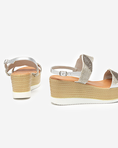 Moteriškos basutės ant pleišto kulno sidabrinės spalvos Acroq - Batai