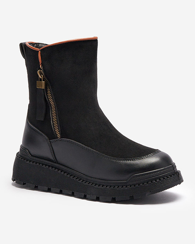 Черные женские сапоги на плоском каблуке Mefina- Footwear